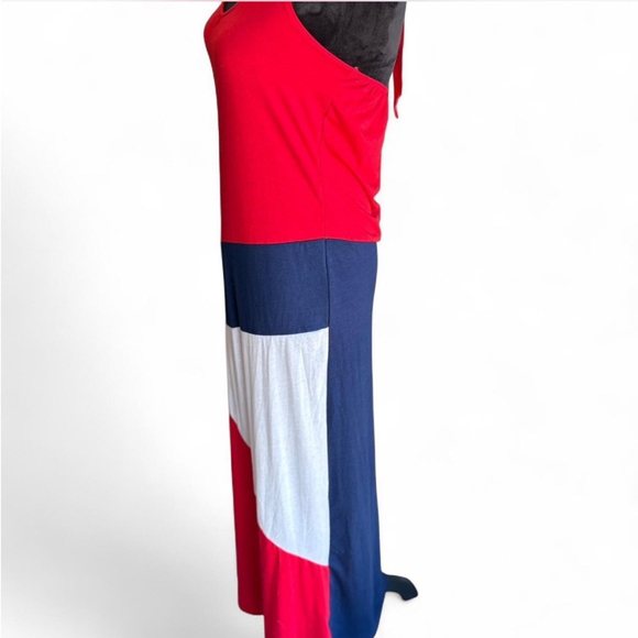 Red and Blue Colorblock Maxi Dress - Picture 4 of 7